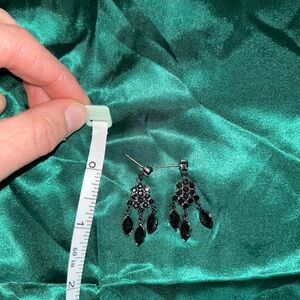 Black Chandelier Earrings with Cascading Beads